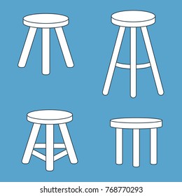 Three Legged Stool Set. Vector Illustration