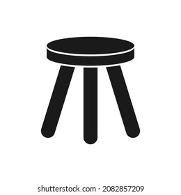 Three legged stool silhouette icon. Clipart image isolated on white background