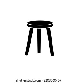 Three Legged Stool Silhouette Icon. Clipart Image Isolated On White Background