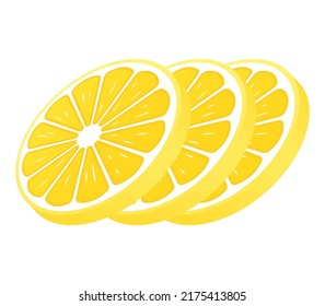 three lemon slices vector illustration