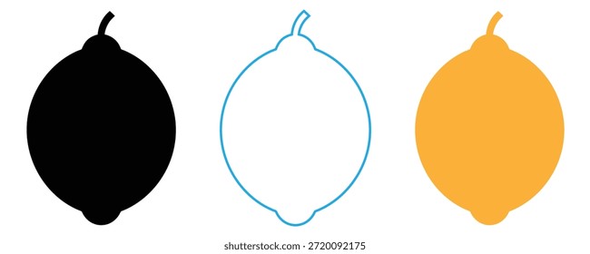 Drei Zitronen in verschiedenen Farben und Stilen für Design- und Branding-Zwecke
