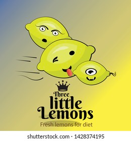 Three lemons flys on bluish yellow Gradient background 