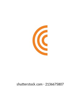 
Three Letter C, Semi Circle, Orange Or Biscuit Simple Symbol Logo Vector