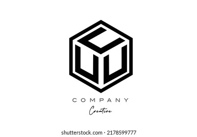 three letter cube U alphabet letter logo icon design with polygon design. Creative template for business and company