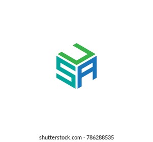 Three letter design vector. letter U S A logo