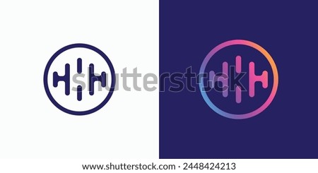 Three letter H initials line vector logo design in sound wave shape with modern, simple, clean and abstract style.