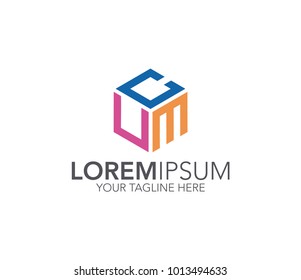 Three letter icon. Hexagon logo