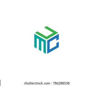 Three letter icon. hexagon logo. letter UMC logo template