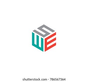 Three letter icon. hexagon logo