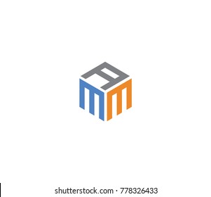 
Three letter icon. Logo with three letters AMM. hexagon logo