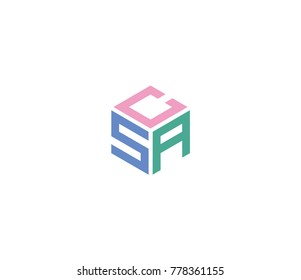 
Three letter icon. Logo with three letters CSA. hexagon logo