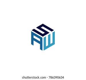 Three letter icon. letter SAW logo template