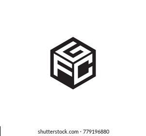 Three letter icon.logo with three letters G F C vector