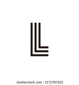 Three letter L, lines geometric symbol simple logo vector