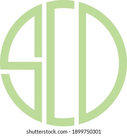 un logotipo de tres letras que consta de las letras S, C y D. en círculo