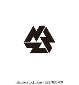 Three letter N, triangle  geometric symbol simple logo vector