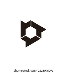 Símbolo geométrico hexagonal de tres letras r, vector de logotipo simple