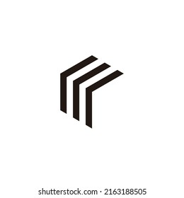 Three letter r, letter m direction geometric symbol simple logo vector