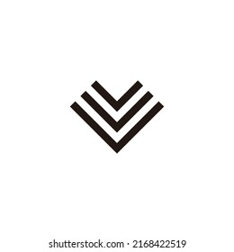 Three letter V heart geometric symbol simple logo vector