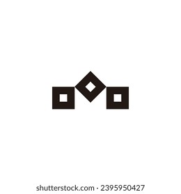 Three letters o squares, letter M geometric symbol simple logo vector