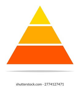 Three leve pyramid chart flat icon vector isolated illustration