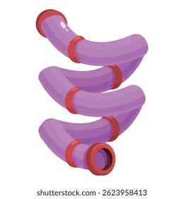 Three level purple water slide going downwards, providing summer fun in aquapark