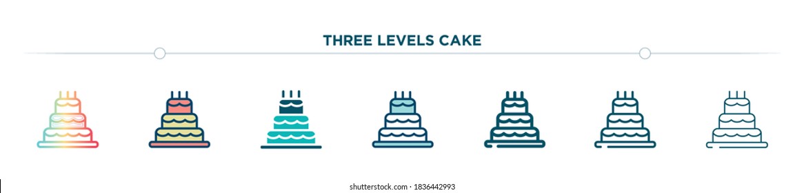 three levels cake icon designed in gradient, filled, two color, thin line and outline style. vector illustration of three levels cake vector icons. can be used for mobile, ui, web
