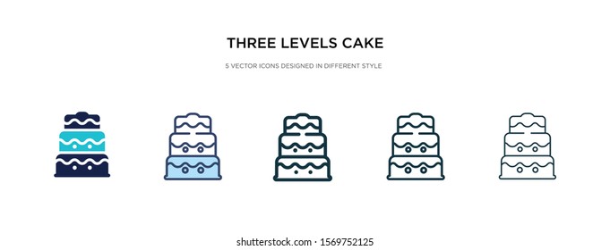 three levels cake icon in different style vector illustration. two colored and black three levels cake vector icons designed in filled, outline, line and stroke style can be used for web, mobile, ui