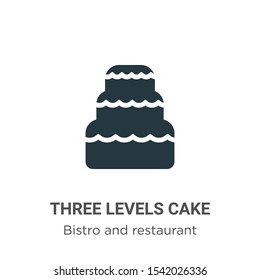Three levels cake vector icon on white background. Flat vector three levels cake icon symbol sign from modern bistro and restaurant collection for mobile concept and web apps design.