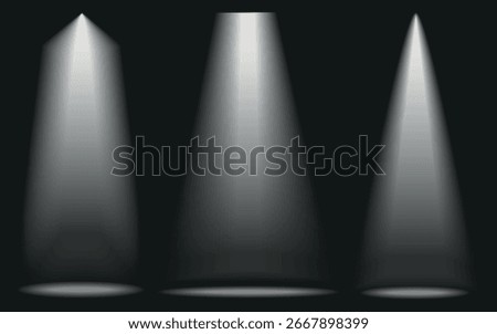 three light beams forming cones of light on a dark background. Each beam has a soft, gradual dimming from the center to the edges, creating a spotlight or stage lighting effect.