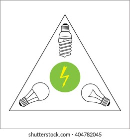 Three light bulbs and a yellow zipper.