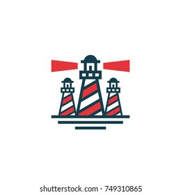 Three Lighthouse Line Vector Logo Design
