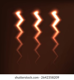 Três Raios Brilho Quente Luz Objeto Isolado em fundo marrom profundo