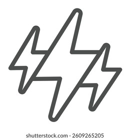 Three lightning bolts line icon, electrical service concept. Vector graphics. High voltage, electricity sign on white background, outline style icon for mobile or web design