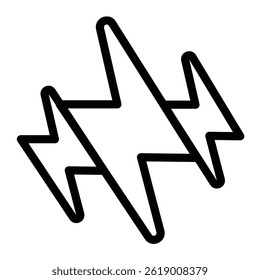 Three lightning bolts line icon, electrical service concept. Vector graphics. High voltage, electricity sign on white background, style mobile or design