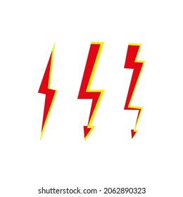 Three lightning icon on white background. Vector illustration