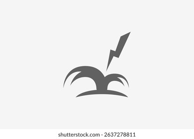 Three and lightning strike logo