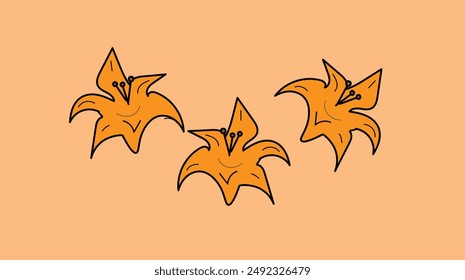 three lilies on a beige background