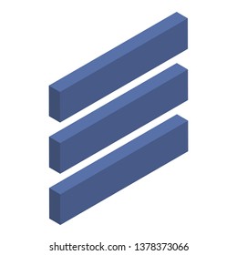 Three line icon. Isometric of three line vector icon for web design isolated on white background