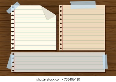 Three line papers on wooden board illustration