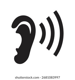 Dreizeiliges Sound-Ohr-Design, perfekt für Podcast, Audio-Streaming und Medien-Logos