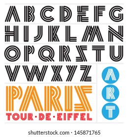 Three Line Typeface alphabet custom hand made font family