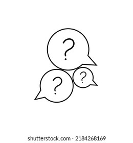Three linear chat bubbles with question marks