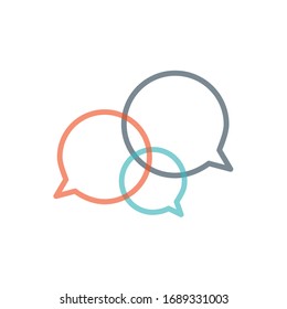 Three Linear Chat Speech Message Bubbles. Forum Icon. Communication Concept. Stock Vector Illustration Isolated On White Background.