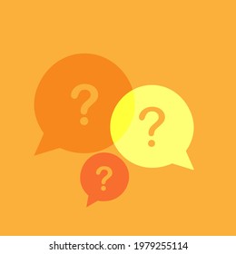 Three linear chat speech message bubbles with question marks. Forum icon. Communication concept. Stock vector illustration isolated on white background.