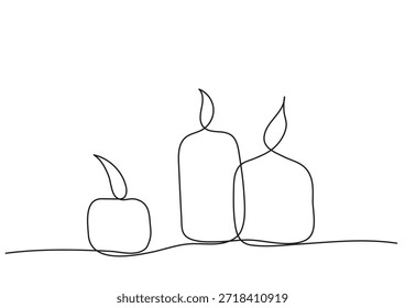 Tres velas de Vector lineales en estilo minimalista de arte doodle