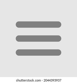 Three lines Menu icon in gray color. Button for website or aplication. Vector illustration.