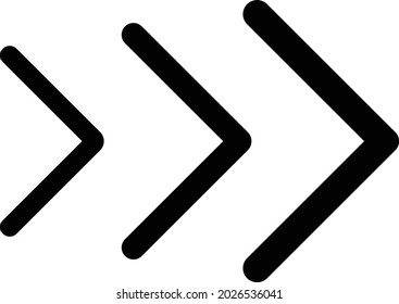 Three lines of obtuse angle arrow heads with each different size.  arrows with separate arrowheads and arrowheads.  combined black rectangle with three arrow heads.  