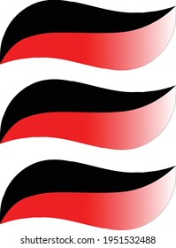 three lines that make up the letter E in black and a red and white gradient 