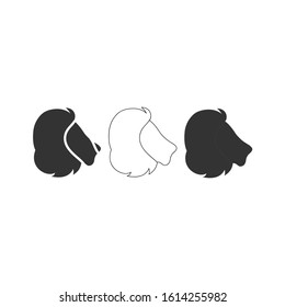 three lion head logo. symbol, icon and ilustration